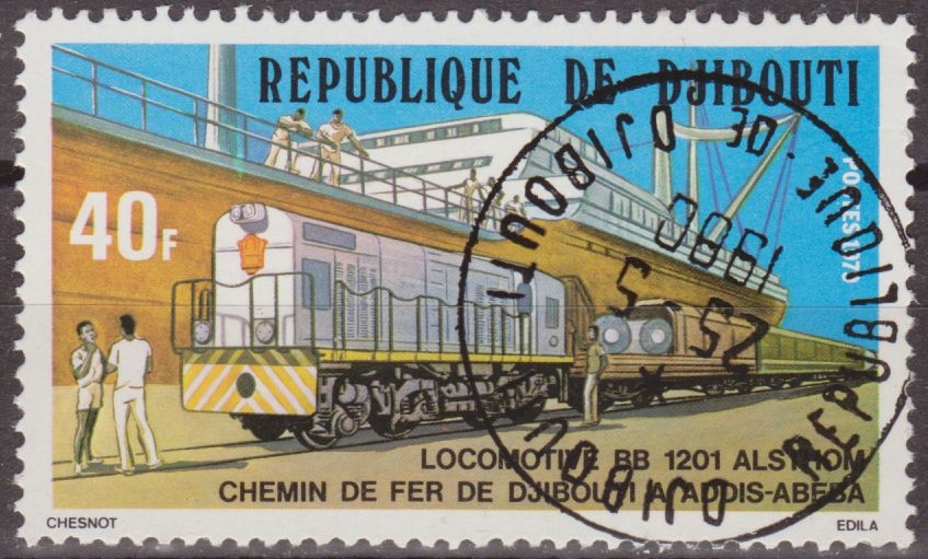 z vendidos Djibouti 1979 Scott 485 Sello º Tren Locomotora Alsthom BB 1201 at Dock 40F